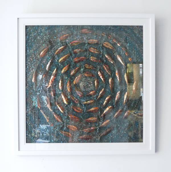 - Mixed Media on textile, Painting by Wendy Horner, measuring 55 x 55 cm (H x W) framed at 66 x 66 cm £650